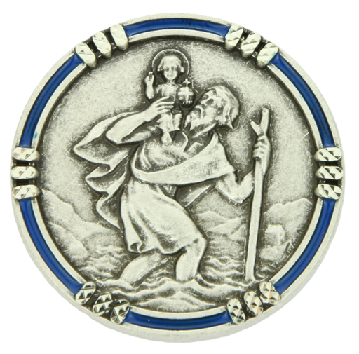 [ATM-46KRI2866] Automagneet blauw randje - St Kristoffel (Ø26mm)