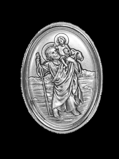 [ATM-54KRI2366] Automagneet ovaal/vernikkeld - St Kristoffel - 35mm