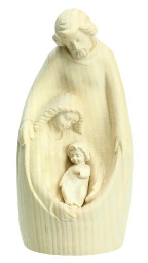 [BLD-07FAMT12N] Bloc groupe Sainte Famille/Traditionnel - sculpture sur bois/nature (12cm)