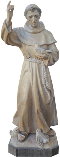 [BLD-69FRA10N] Statue St François - bois sculpté - 10cm/nature