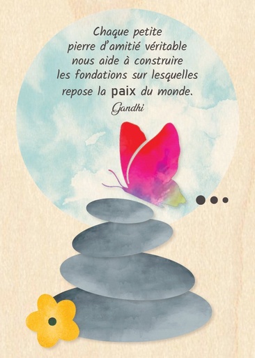 [CRT-04WC005] Carte en bois - 10x14cm - Chaque petite pierre d'amitié ...