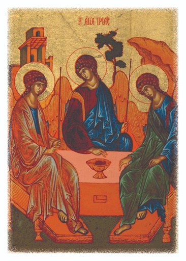 [CRT-04WC048] Carte en bois - 10x14cm - La Trinité 'Roublev'