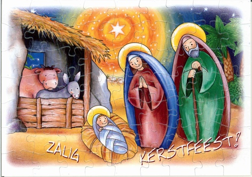 [CRT-18PZN011] Kerstkaart/puzzel Zalig Kerstfeest - cello