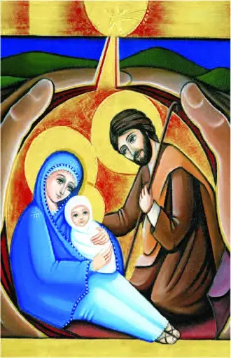 [CRT-18VIT221] Kerstkaart/vitro-dubbel - H. Familie - cello+omslag (110x150mm)