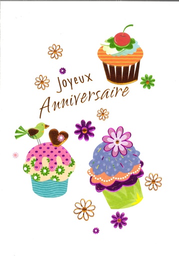 [CRT-50ANN32988] Wenskaart Joyeux anniversaire - 12x17cm/cello+omslag