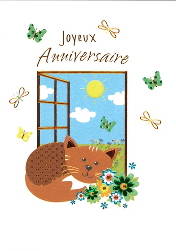 [CRT-50ANN33003] Wenskaart Joyeux Anniversaire - 12x17cm/cello+omslag