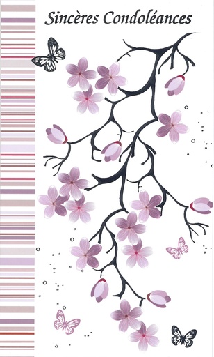[CRT-50CON122] Carte double Sincères Condoléances - 9,5x16cm/cello+envelopp