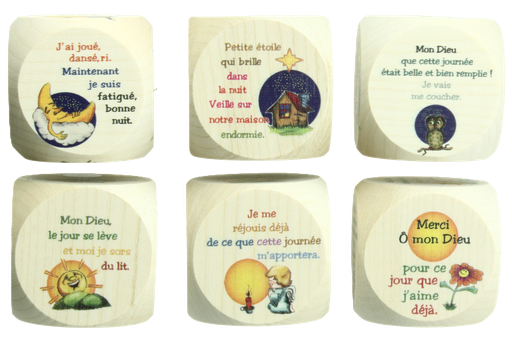 [DBL-41MS01] Gebetswrfel 49mm, farbige Motive - text französisch