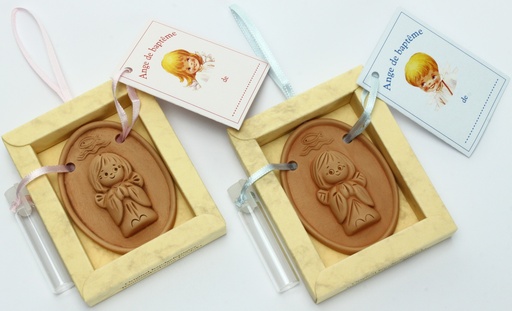 [ENG-01TC159EB] Baptisme angel in Terra cotta - yellow box/french text