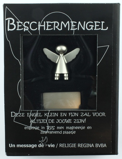 [ENG-02RVS212NL] Magneet Beschermengel - RVS/display van 12 - Nederlands (30x30mm)