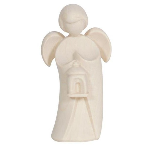 [ENG-57PE037N] Ange avec lanterne - bois sculpté/natur - 7,5cm