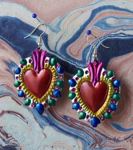 [GIR-82EVBO 2] BOUCLE D OREILLE EX VOTO EN METAL REPOUSSE 3.4*5CM