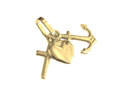 [HKP-10HGL] Pendentif Foi,Esperance&Charité - Ag 925‰ Plaqué Or 3μm (15mm)