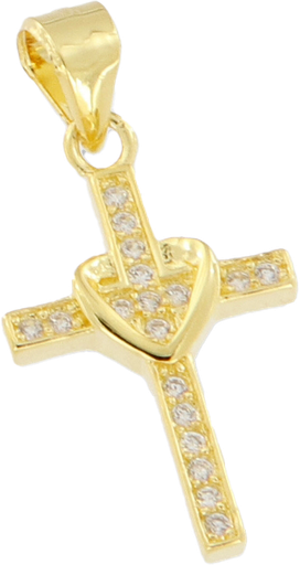 [HKP-49M22] WHITE CUBIC ZIRCONIA CROSS  IN GOLD PLATED