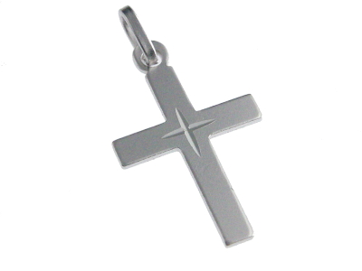 [HKZ-10011] Croix lisse - Argent 925‰ rhodié (15x20mm)