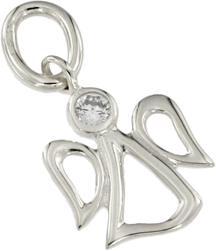 [HKZ-49M19] WHITE CUBIC ZIRCONIA & WHITE RH ANGEL (15x20mm)
