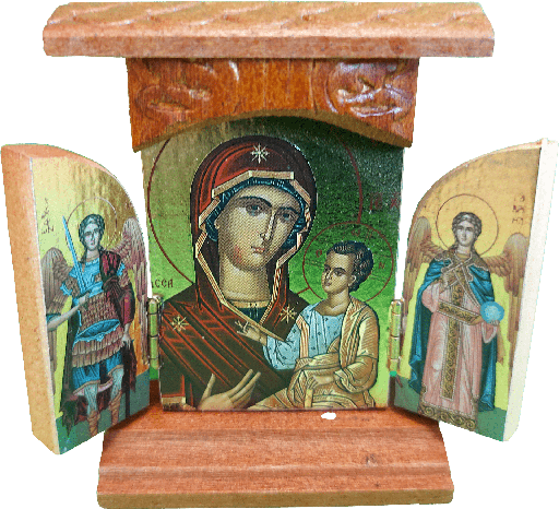 [IKO-13DRLM2GD] Drieluik met basis - geplakt/verguld - 10x7cm