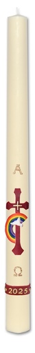 [KAA-20PK2KGB] Cierge pascal conique - 2Kg - 70/800mm - relief CROIX/COLOMBE-MAIN/ROUGE
