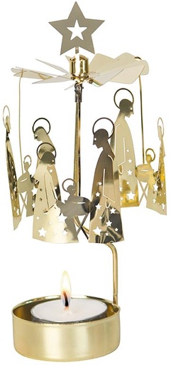 [KAN-62AN761G] Photophore Rotant - Groupe de Noël plaqué or