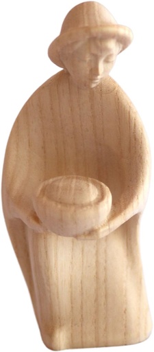 [KGR-07A01HDB12N] Berger agenouillé/Groupe Aïda - H 12cm - bois sculpté/naturel