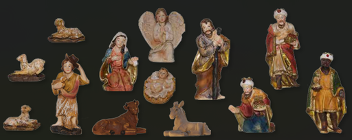 [KGR-47K153] Kerststal Figuren 13-delig - polystone - H 8cm 