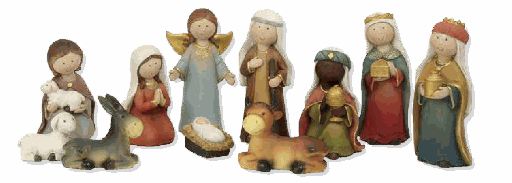 [KGR-47K632] Kerststalfiguren 'Kinderlijk' 10-delig - polystone - H 10,5 cm
