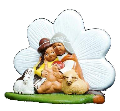 [KGR-85JOR22] Ste Famille/fleur/terre cuite - 6x7cm - assortiment