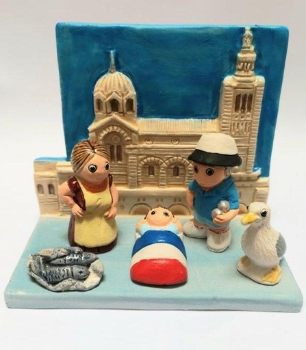 [KGR-85MAR] Crèche du monde 'France/Marseille' - 7x9cm