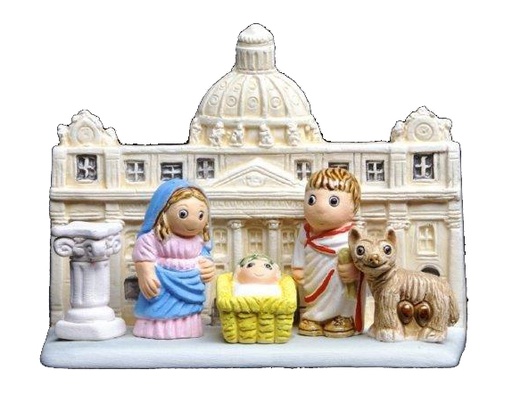 [KGR-85VAT] Kerstgroep "Vaticaanstad" - 7x9cm