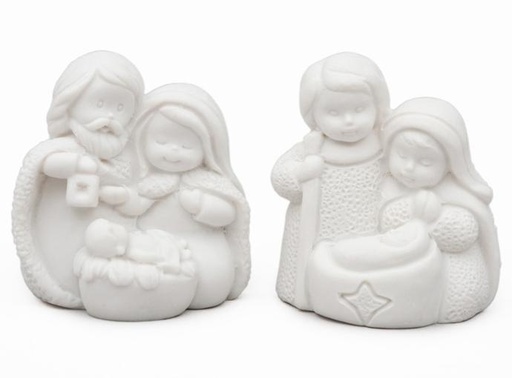 [KGR-92FAM12WT] Lot de 2 Ste familles en résine/blanc - H 4cm