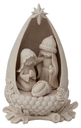 [KGR-92NAT155WT] Statue Nativité (2 pièces) - résine blanche - H 22cm
