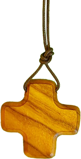 [KOK-55MKR37] Croix s/cordon - bois d'olivier - carré (30x30mm)
