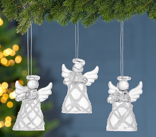 [KST-30ENG529] Lot de 2x3 anges en verre - 3,5cm/ … suspendre