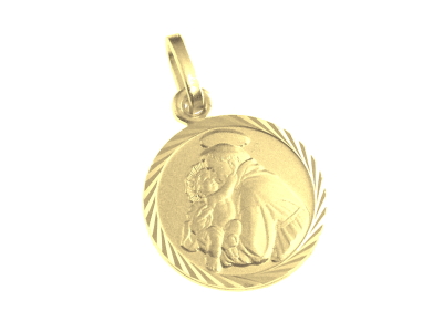 [MDP-10ANT010] Médaille St Antoine - Argent 925% 3µm Plaqué Or (Ø14mm)