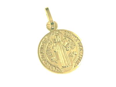 [MDP-10BEN010] Médaille St Benoit - Argent 925% 3µm Plaqué Or (Ø14mm)