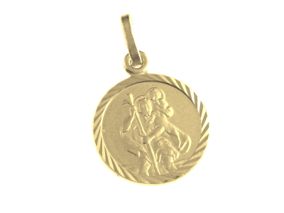 [MDP-10KRI010] Médaille St Christophe - Argent 925% 3µm Plaqué Or (Ø14mm)