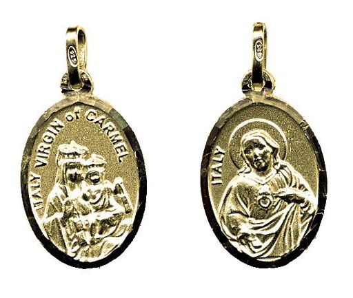 [MDP-10SCA020] Medaille Scapulier - zilver 925‰ verguld 3µm - ovaal (16x22mm)