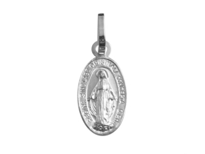 [MDZ-10WON007] Médaille Notre-Dame Miraculeuse - argent rhodié 925‰ - ovale (12x16mm)