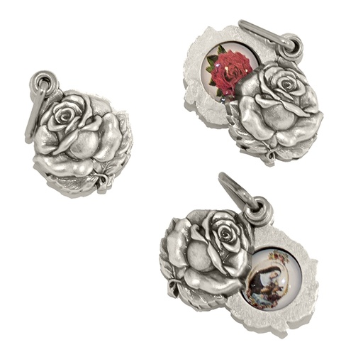 [MED-46RIT416A] Medaille H Rita - metaal/roosje (Ø15mm)