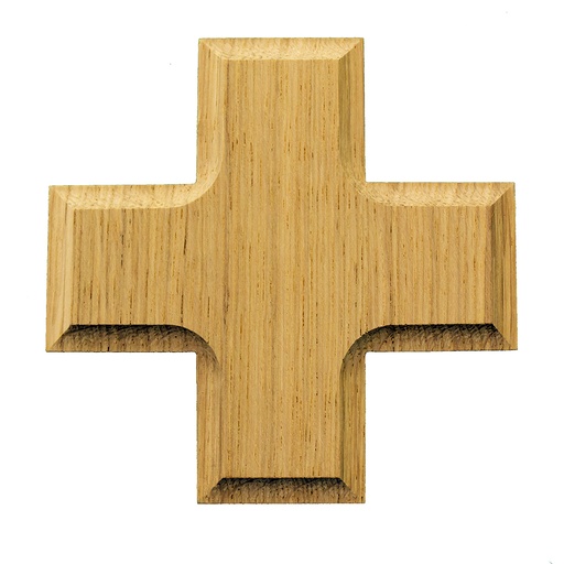 [MKR-03DKKIE] Croix murale 'Bonne mort' - chêne/bord (100x100mm)