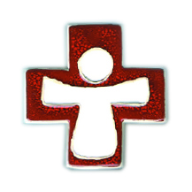 [MKR-13F170B] Keramik Kreuz - Kind - Rot (75x75mm)