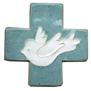 [MKR-13F171C] Ceramic cross - Pigeon - blue gray/white (75x75mm)