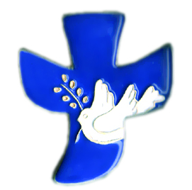 [MKR-13F231A] Ceramic cross - Pigeon Peace - White/dark blue (120x130mm)