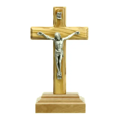 [MKR-35OLV4120] Crussifix s. base/olive wood - christ/metal (65x120mm)