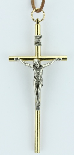 [MKR-54MT119D] Kruisbeeld verguld - corpus vernikkeld (45x100mm)