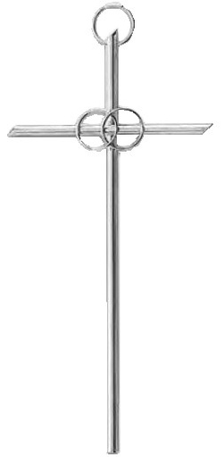 [MKR-55MAR20N] Croix murale avec 2 anneaux - métal/nicklé (95x200mm)