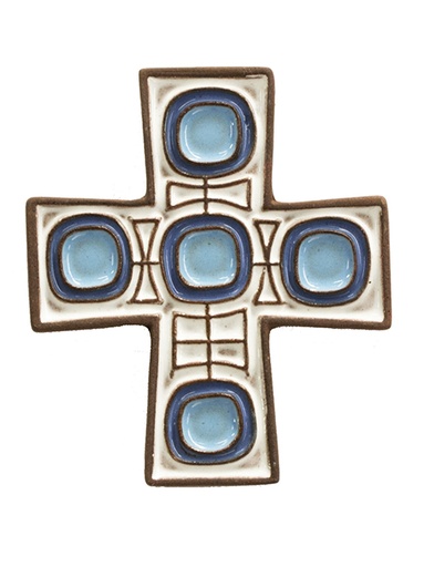 [MKR-58VG18A] Croix  céramique - moderne- blanche (65x75mm)
