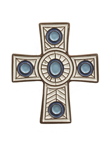 [MKR-58VG19A] Keramik Kreuz - Modernes - Weiss (80x95mm)