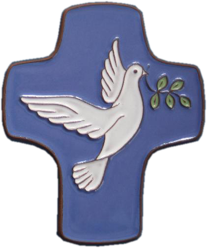[MKR-58VG501C] Kruisbeeld keramiek - Vredesduif - donkerblauw (85x105mm)