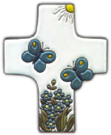 [MKR-58VG55A] Kruisbeeld keramiek - Vlinders - wit (95x120mm)